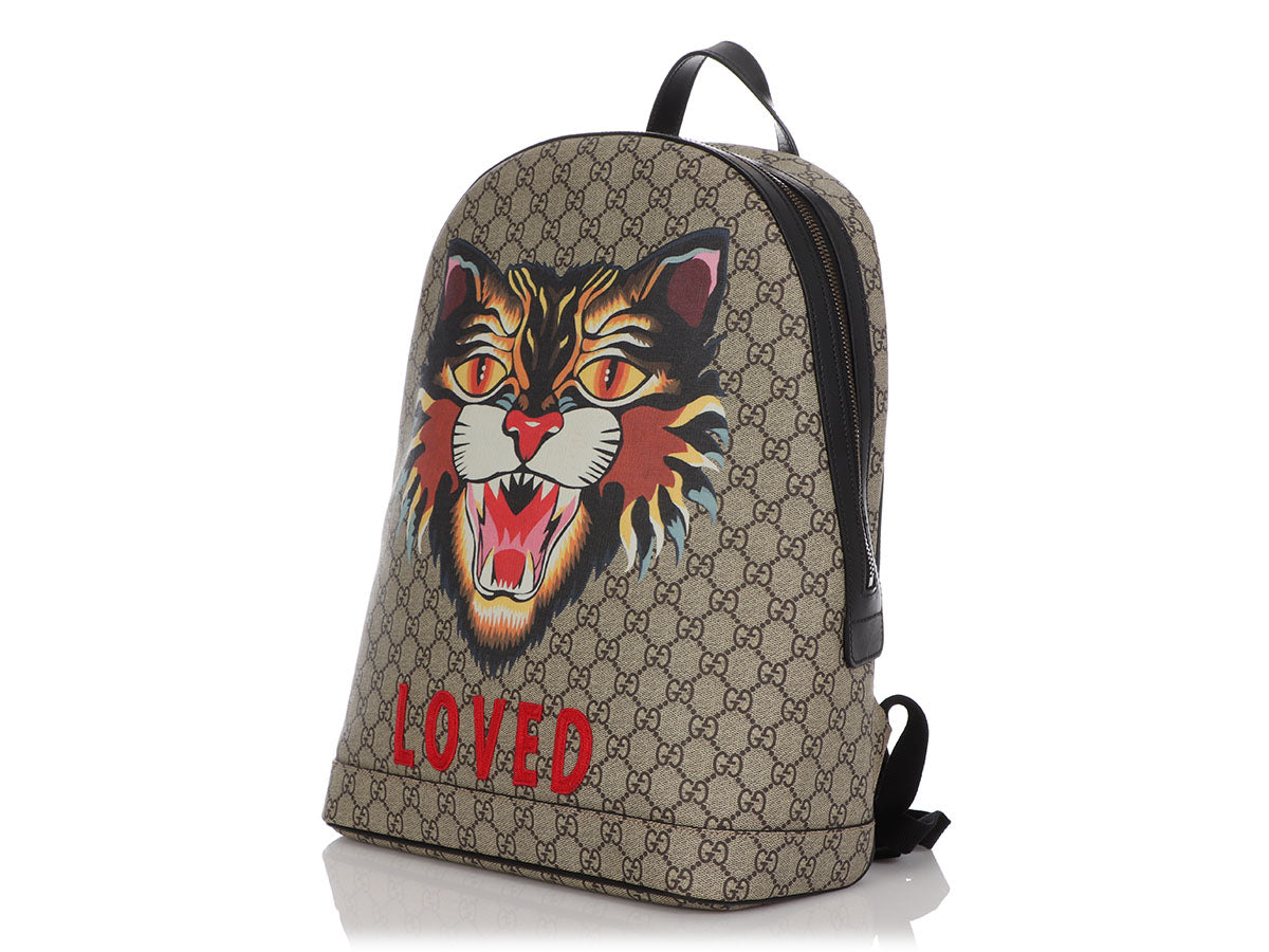 Gucci Angry CatPrint Gg Supreme Laptop Case (1.850 BRL) ❤ liked on Polyvore  featuring accessories, tech accessories, beige, padd…