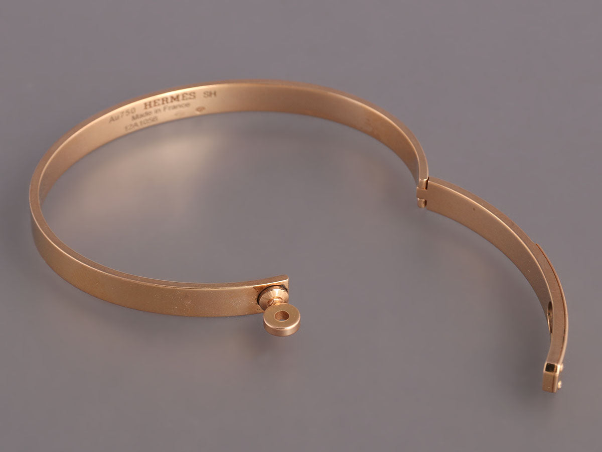 Hermes 18K Rose Gold and Diamond Kelly PM Chain Bracelet