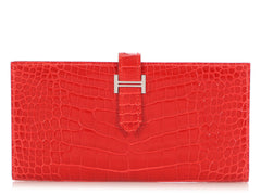 Hermes Orange Alligator Bearn Gusset Wallet Hermes