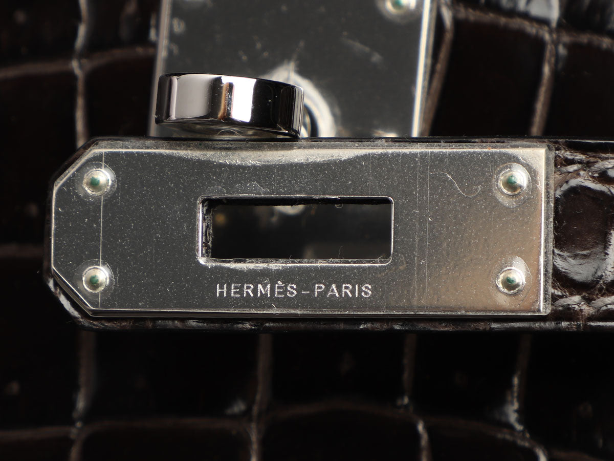 Hermès Shiny Crocodile Porosus Kelly Cut Clutch - Pink Clutches