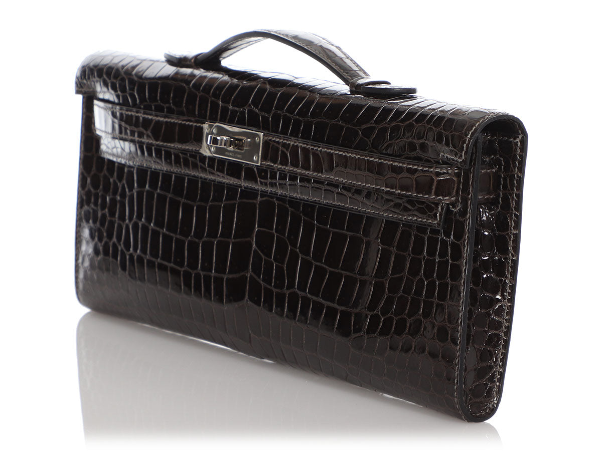 Hermès Black Shiny Porosus Crocodile Kelly Cut Gold Hardware, 2015  Available For Immediate Sale At Sotheby's