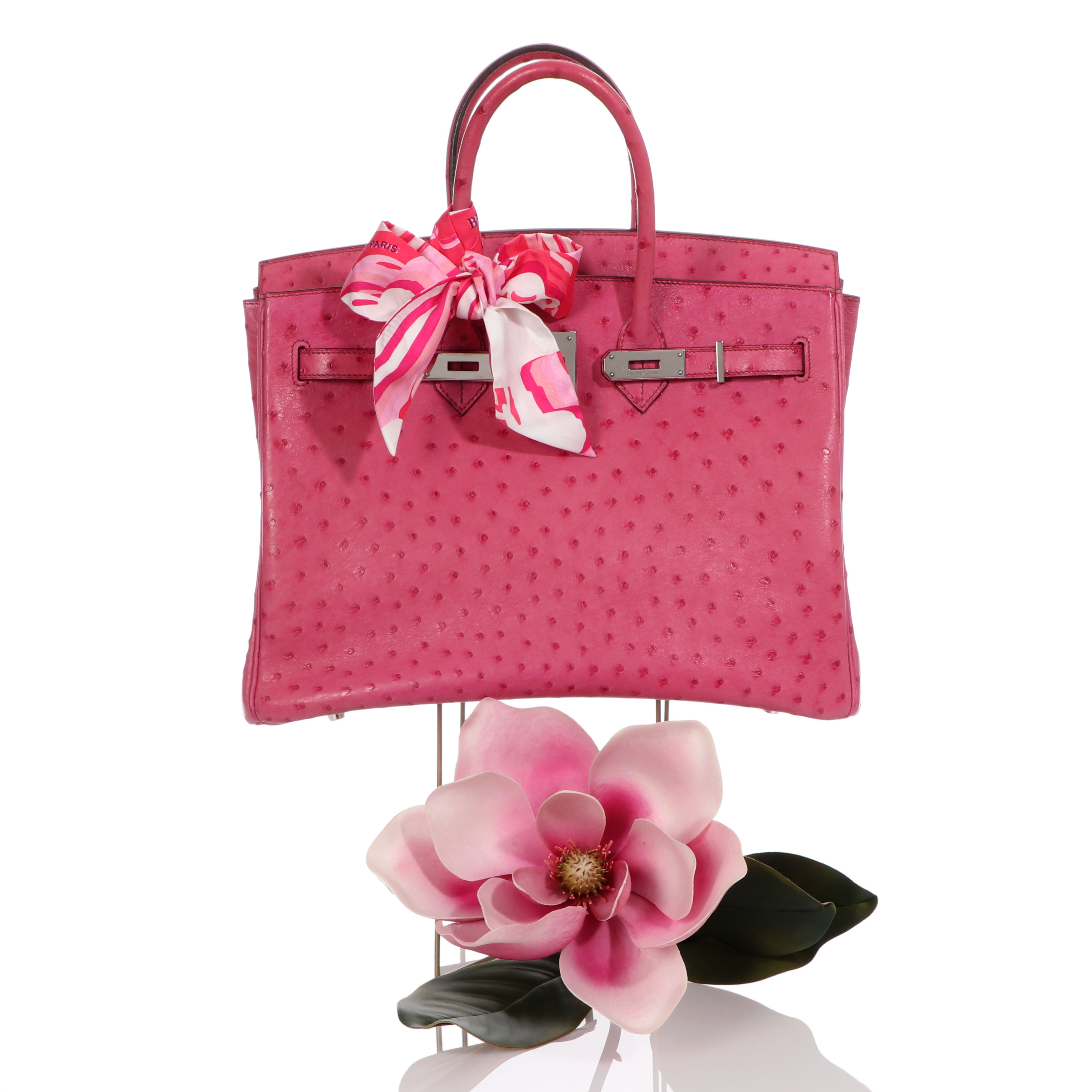 Hermes 30cm Fuchsia Pink Ostrich Gold Plated Birkin Bag - Yoogi's Closet