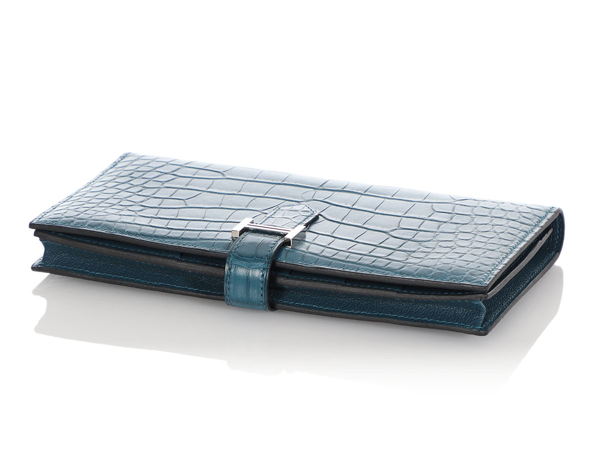 Hermes Bearn compact wallet Black Matt alligator crocodile skin