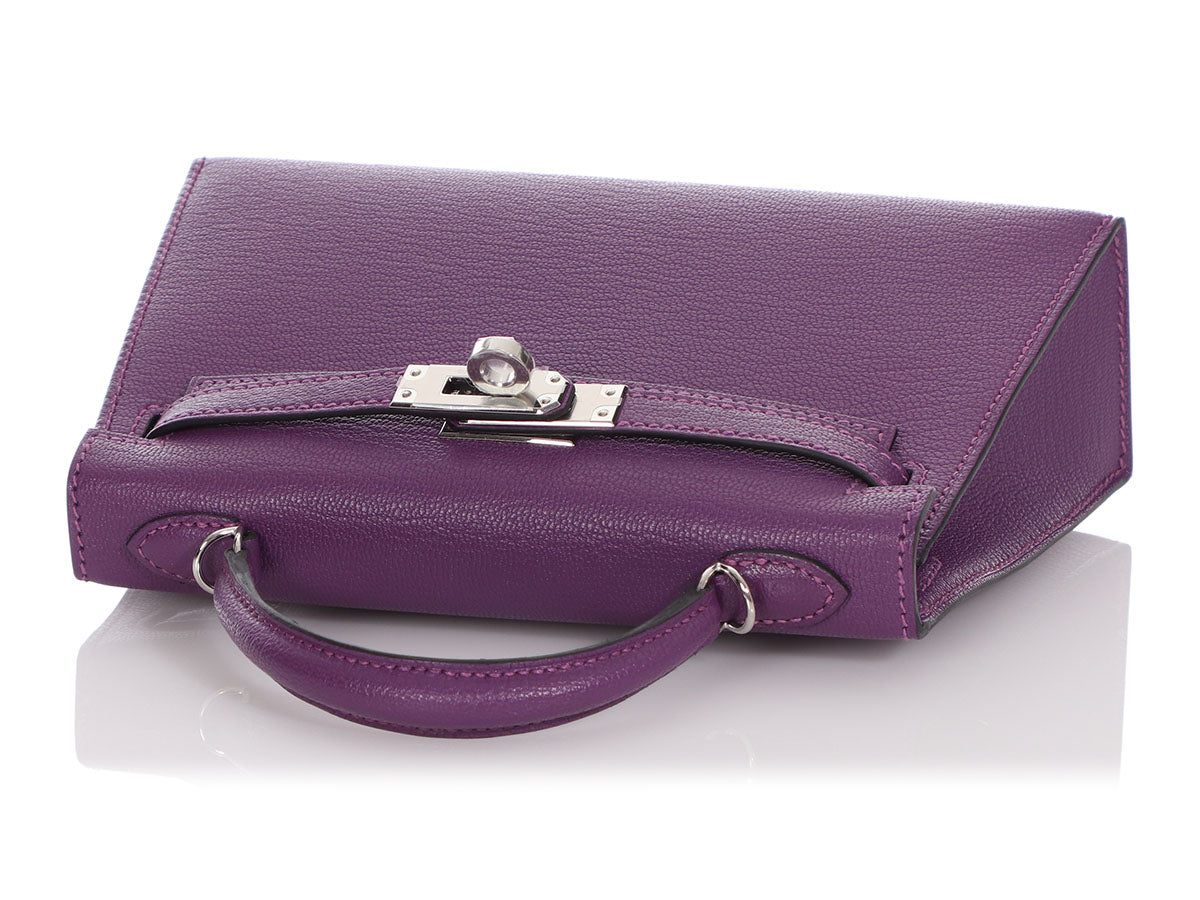 Hermès Mini Kelly Bag II Sellier 20cm Violet/Bleu Marine Chevre Leathe