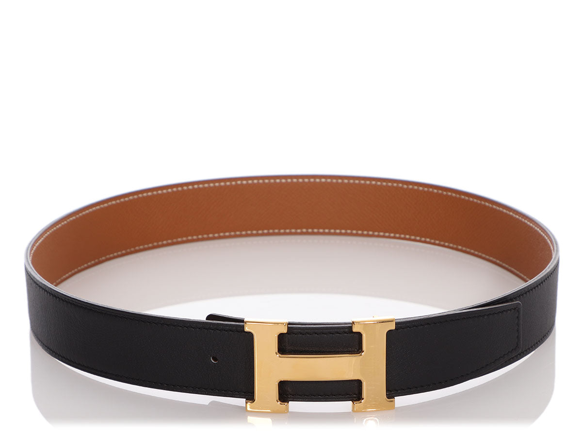Hermès Rouge H and Gold Togo Reversible Belt Strap 32mm - Ann's Fabulous  Closeouts
