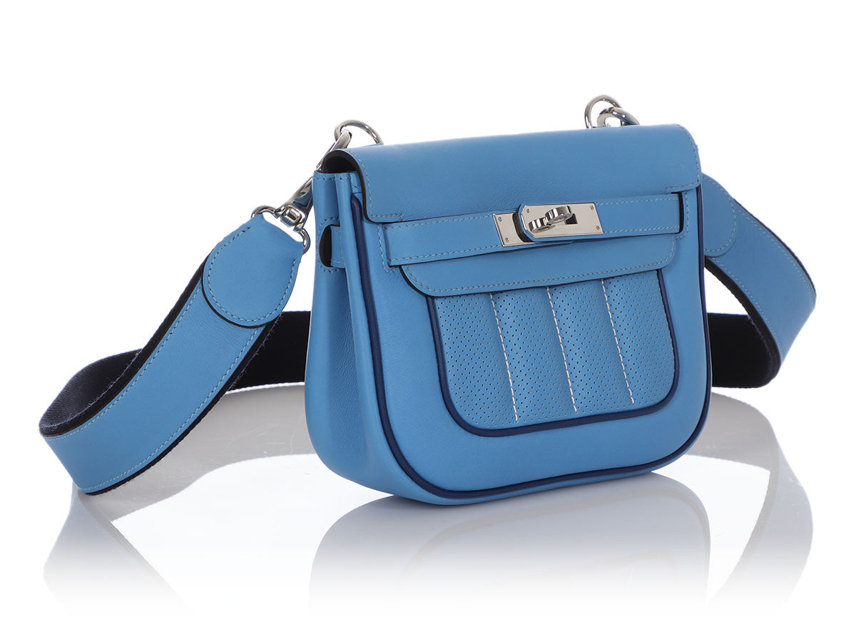 Hermes Berline Bag Perforated Swift 21 Blue 11234515