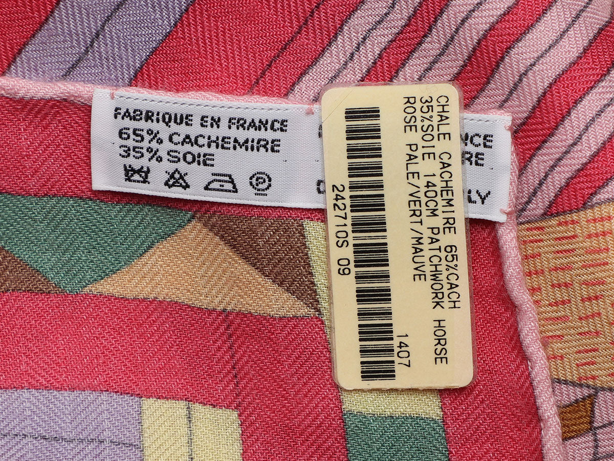 Hermès Patchwork Horse Cashmere Silk Shawl 140cm