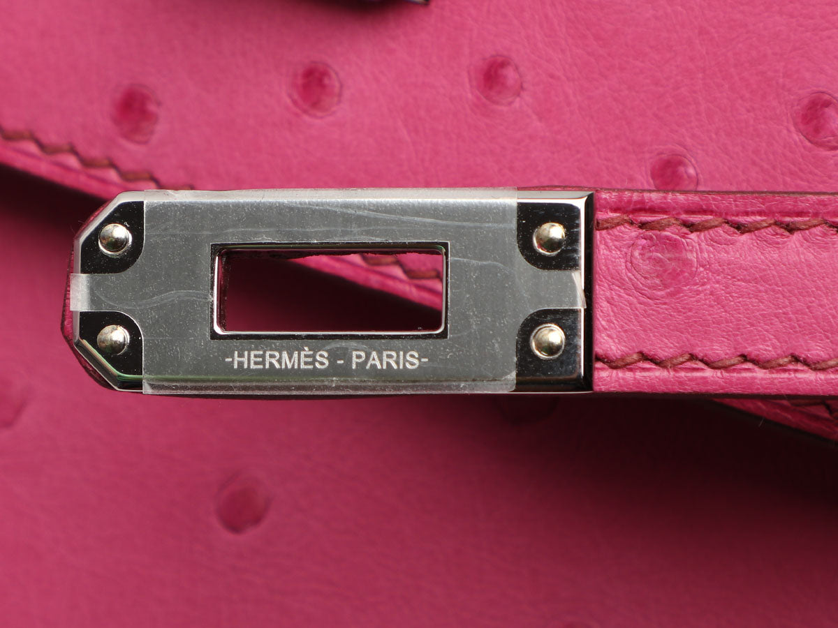 Hermes Kelly Pochette Vert Verone Ostrich Gold Hardware