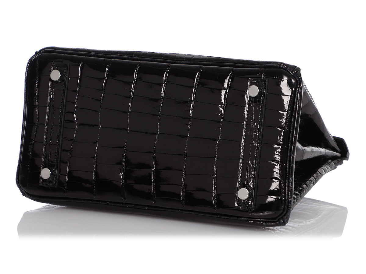 Hermès Birkin 25 Shiny Black Niloticus Crocodile with Palladium