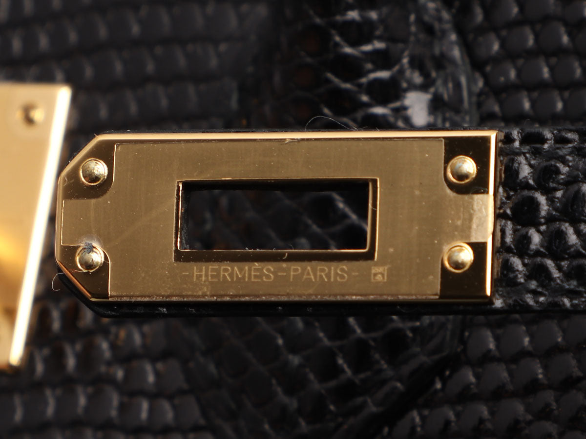 Hermès Hermes Hermes Black Shiny Lizard Sellier Kelly 25 Exotic