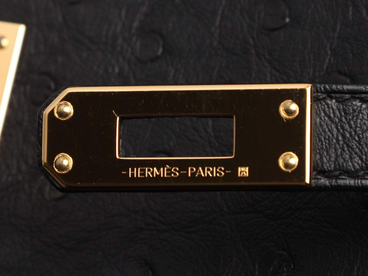 Hermes Kelly Pochette Black Ostrich Gold Hardware – Madison Avenue Couture