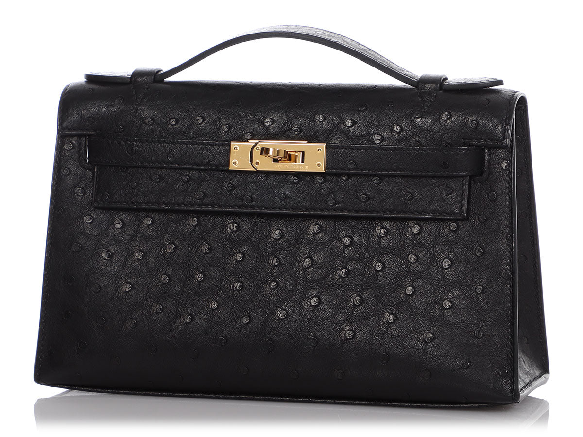 Hermès Kelly Pochette Clutch Bag in Terre Cuite Ostrich and