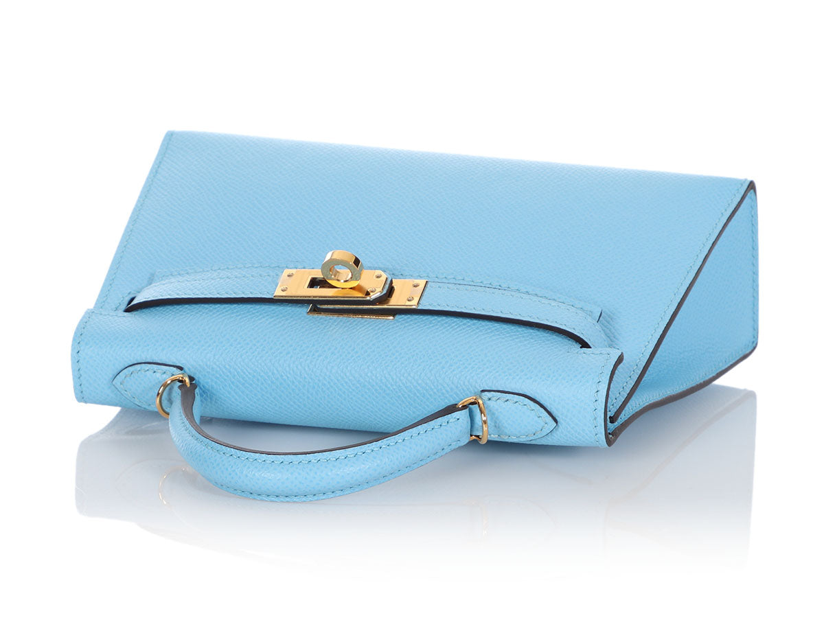 58090: Hermès Blue Celeste Epsom Leather Mini Kelly 20