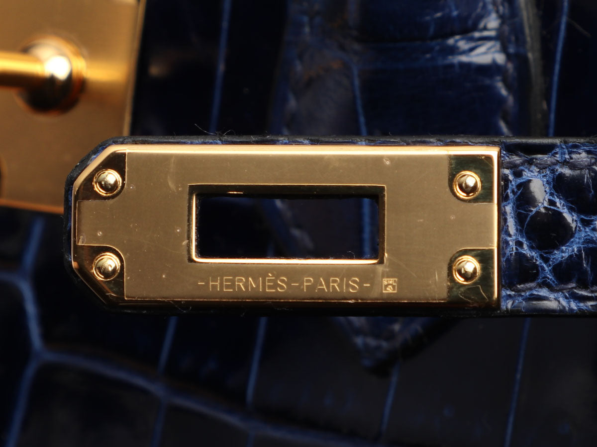 Birkin 25 alligator handbag Hermès Navy in Alligator - 20307580