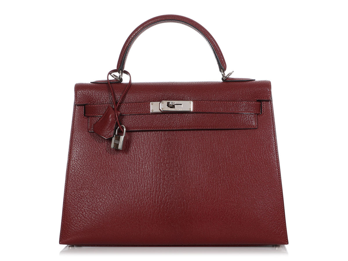 Hermes Kelly Handbag Red Chevre de Coromandel with Gold Hardware 32 Red  21348423
