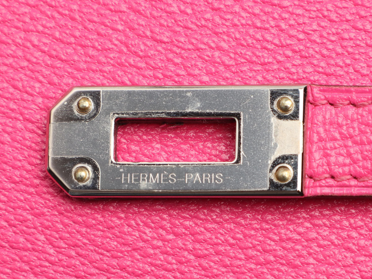 HERMES Kelly Long Wallet Chevre Myzore Goatskin 2015 Silver Hardware Pink