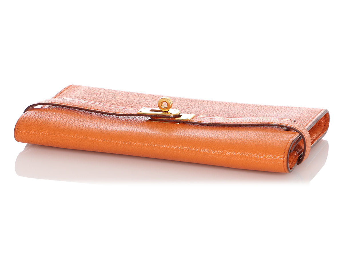Hermès Bois de Rose Kelly Long Wallet of Chevre Leather with Gold Hardware, Handbags and Accessories Online, Ecommerce Retail