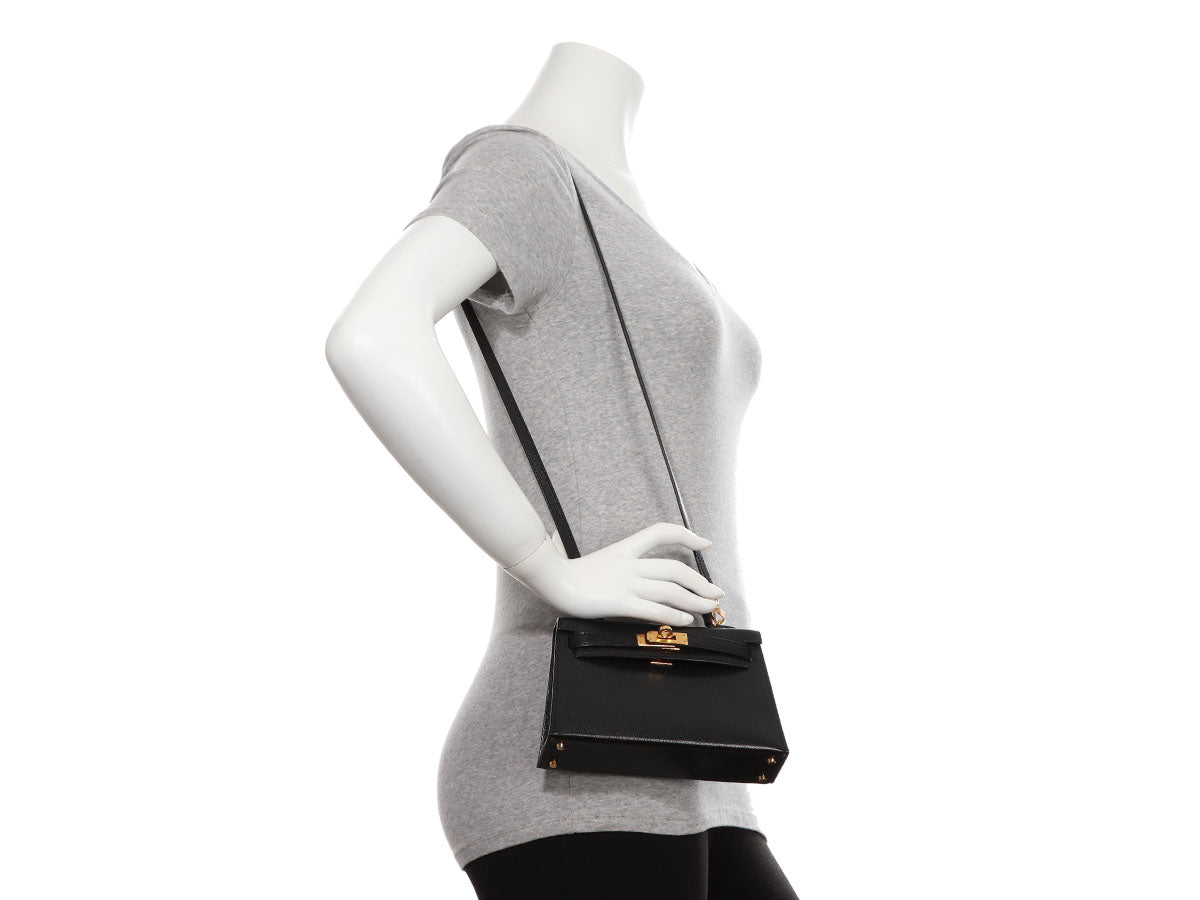 Hermès HERMES Mini Kelly bags 20 in black leather - 101214 ref