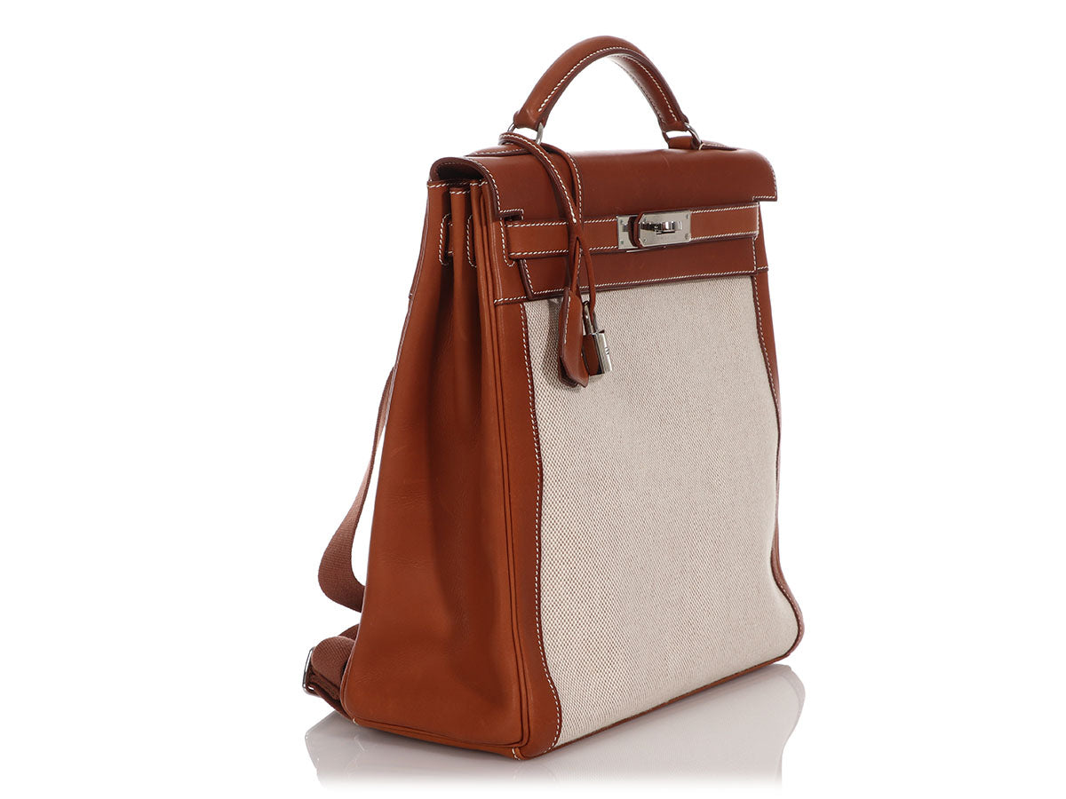 Hermès Kelly a Dos Backpack Barenia And Toile Palladium Hardware