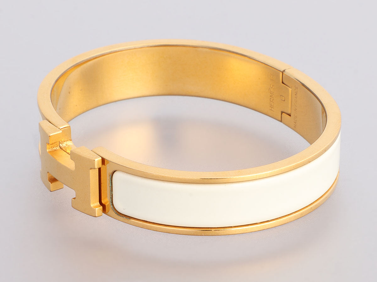 Hermes Bracelet Narrow Clic Clac H Enamel GM Black in Gold-Tone Metal with  Gold-Tone - GB