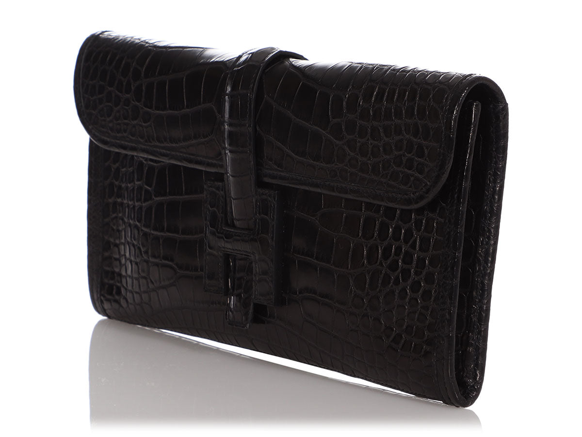 Hermes Black Leather Elan Jige 29 Clutch Bag