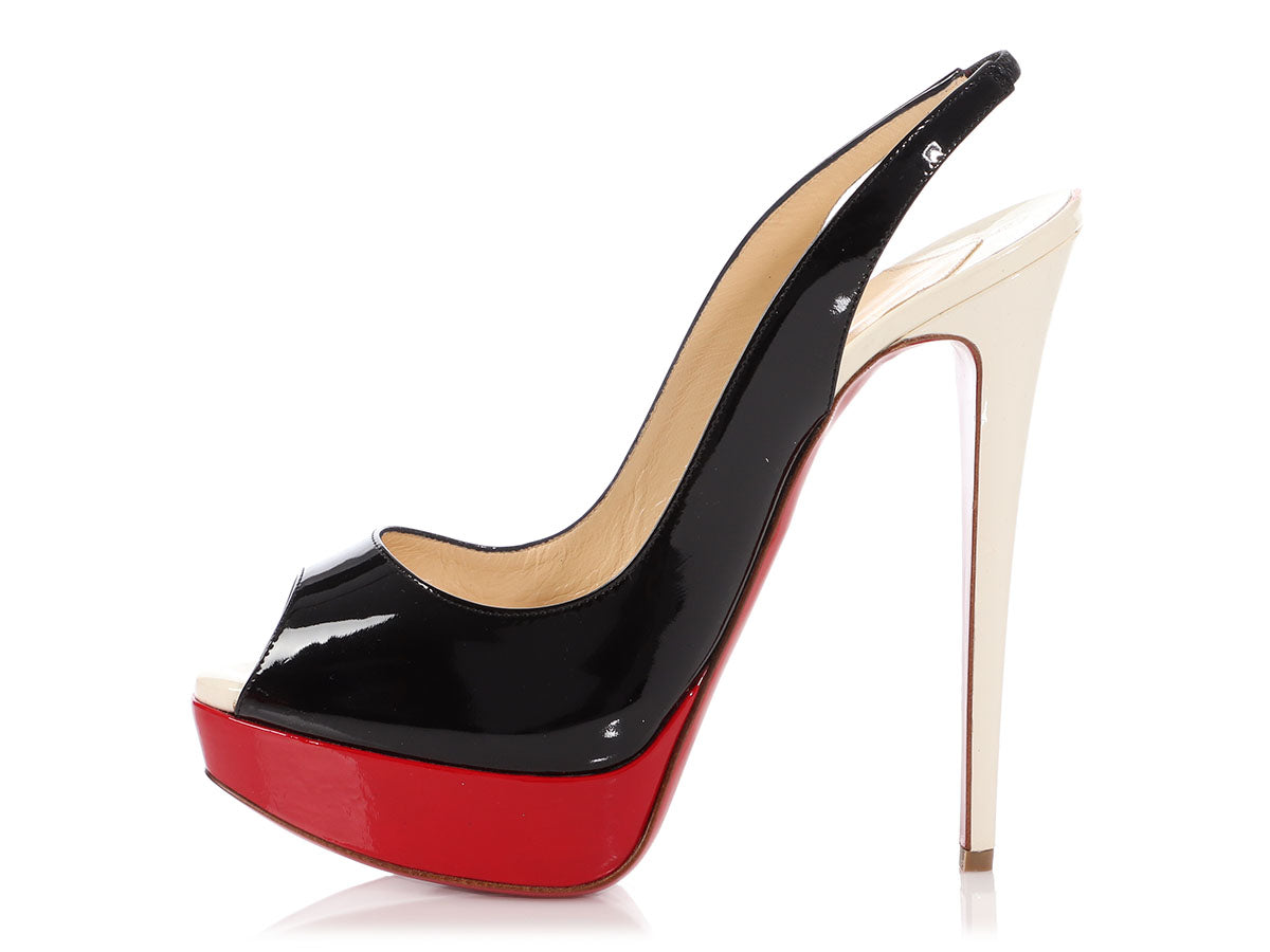 Christian Louboutin Very Lace Platform Red Sole Pumps In Black