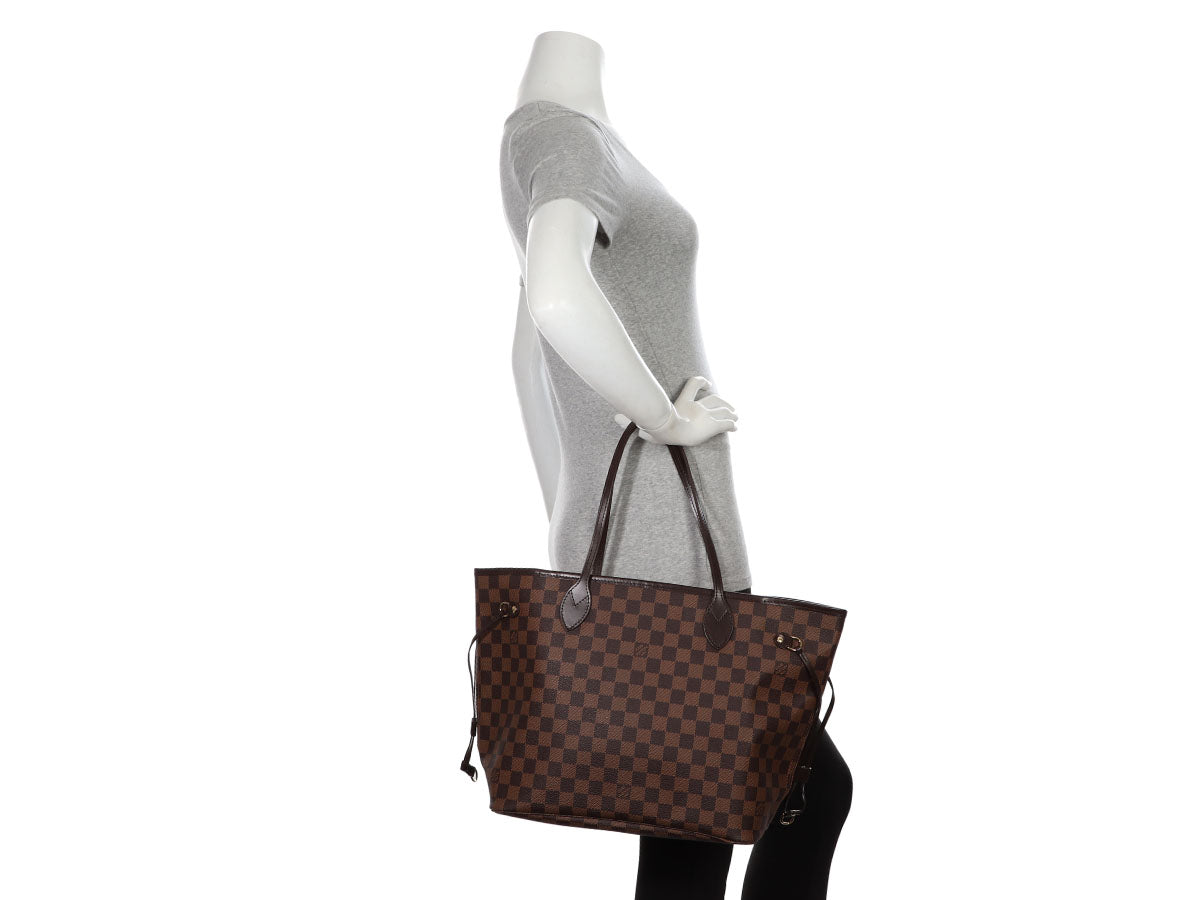 LOUIS VUITTON Neverfull MM Damier Ebene Tote Bag Brown- 15% OFF