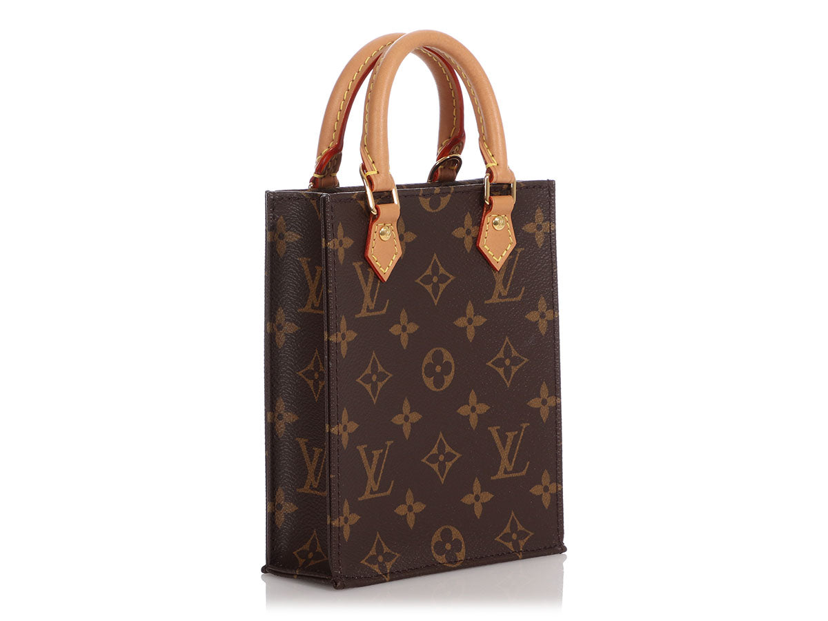 Louis Vuitton Petit Sac Plat Monogram Canvas Shoulder Bag Brown