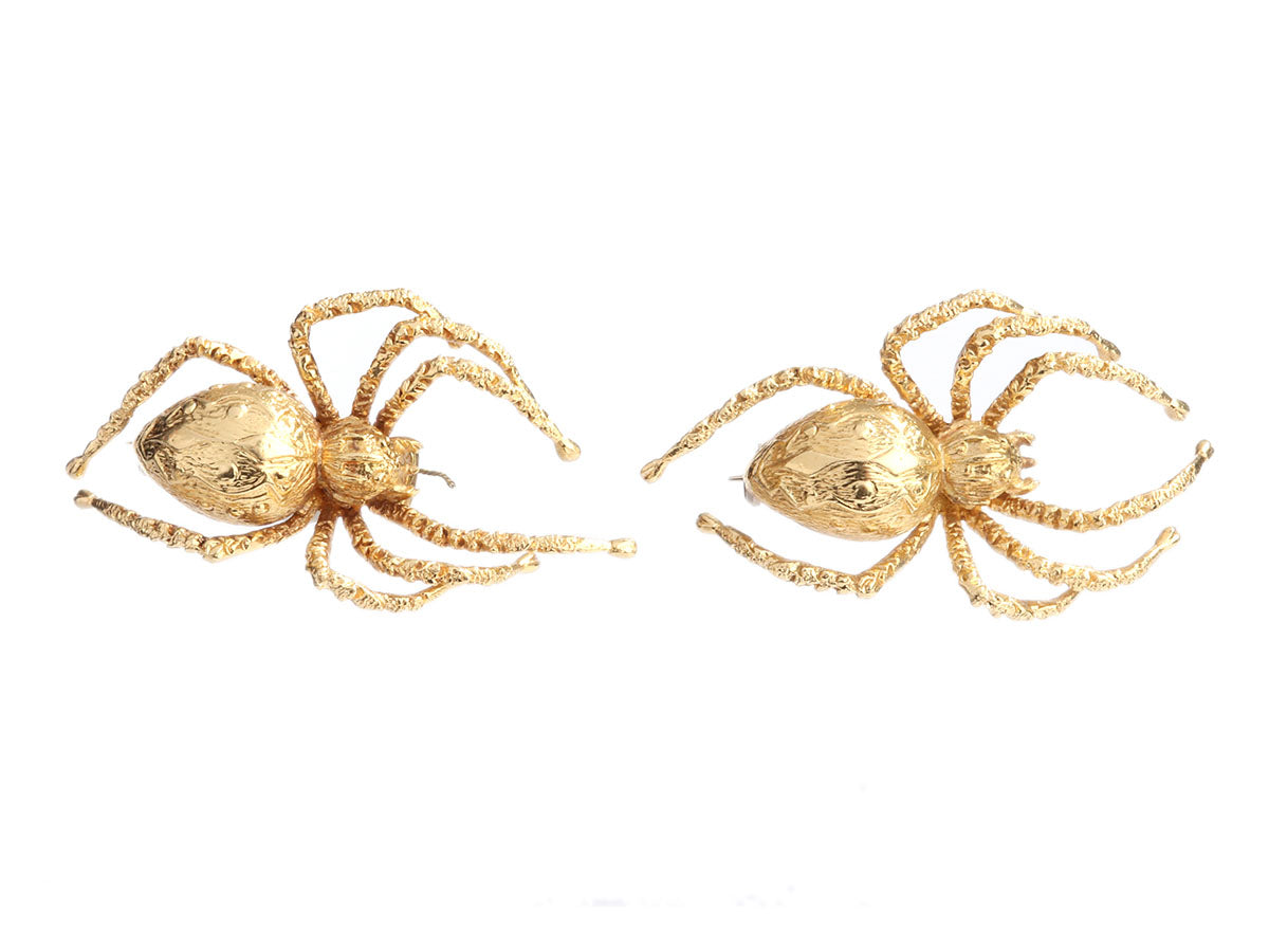 Gold Plated Diamante Spider Brooch