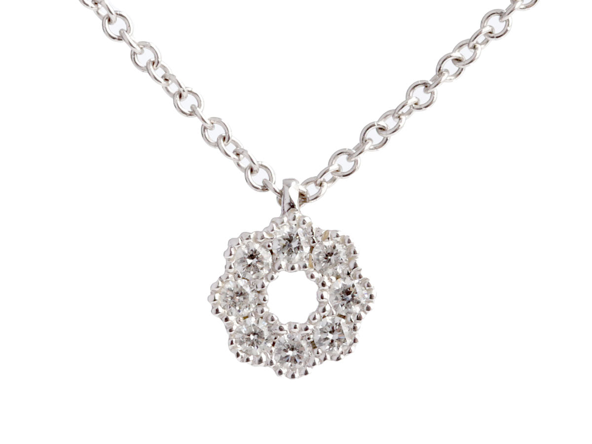 Diamond Flower Pendant with White Gold Necklace