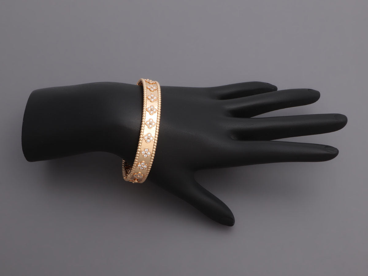 Perlée clovers bracelet, large model 18K rose gold, Diamond - Van Cleef &  Arpels
