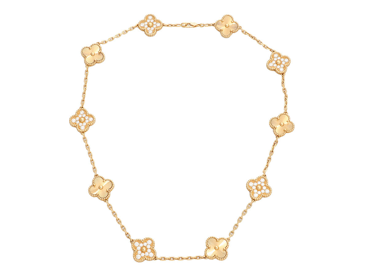 Vintage Alhambra bracelet, 5 motifs 18K yellow gold, Diamond - Van Cleef &  Arpels